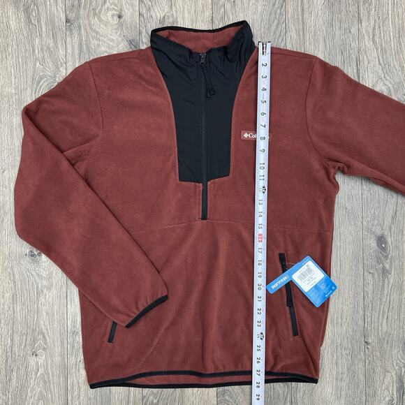 Columbia 1/2 Zip Fleece Jacket Size Medium Mens Maroon Sequoia Grove $60 - Picture 2 of 13